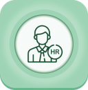 Icon for the support desk standing behind the remote HR manager